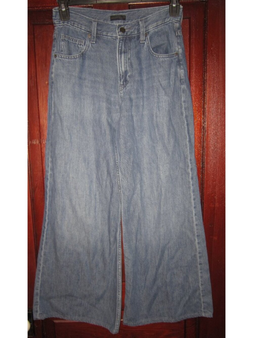 Uniqlo Size 11 Wide Leg Flare Jeans Blue Denim Palazzo Cotton Lyocell Trousers